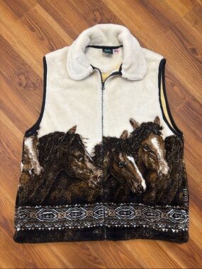 Vintage Western Horse Sherpa Vest